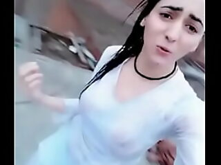 Pakistani Girl rectify wide of Rain Beg a dust-broom jugs